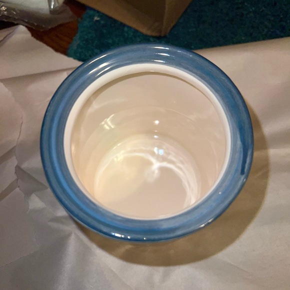 Hand Painted Ceramic Mosiac Nautical Blue Fish Jar W/ Lid - Picture 5 of 12